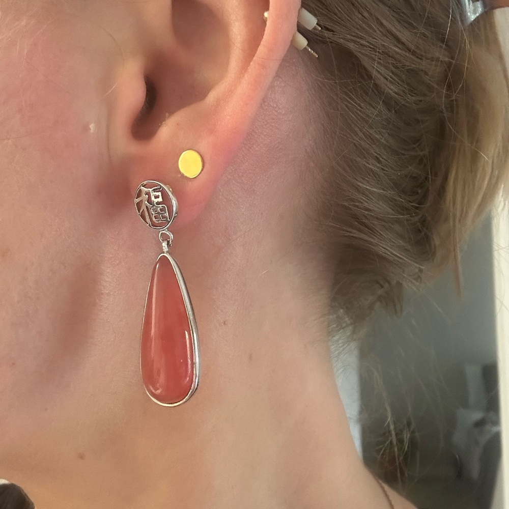 Chic Pink and Silver Dangle Earrings